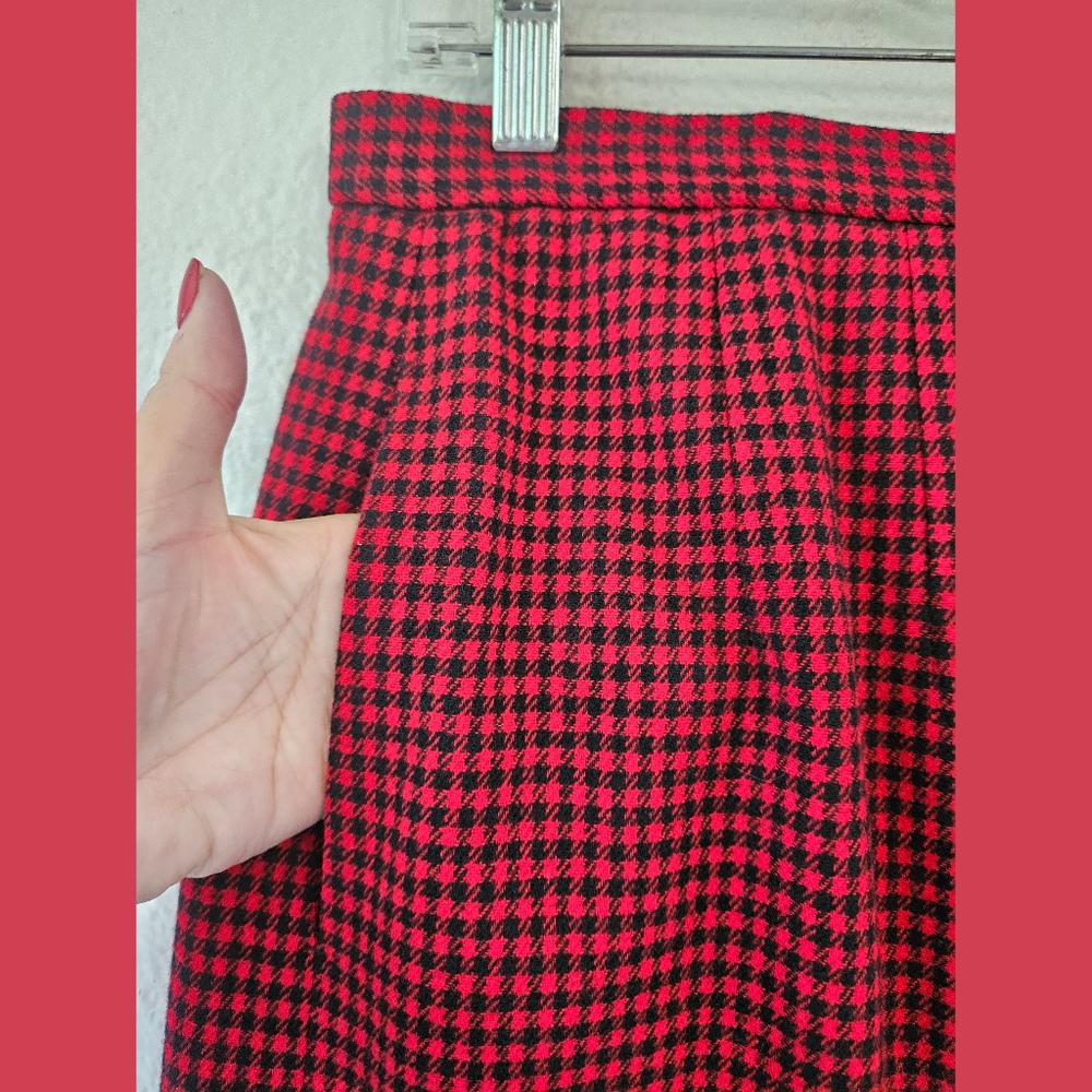 Pendleton Black & Red Houndstooth Wool Long Midi … - image 4